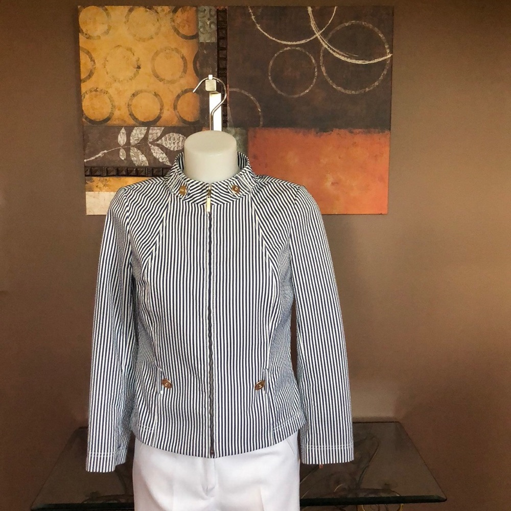 St. John (Yellow Label) Blue & White Blazer Size P